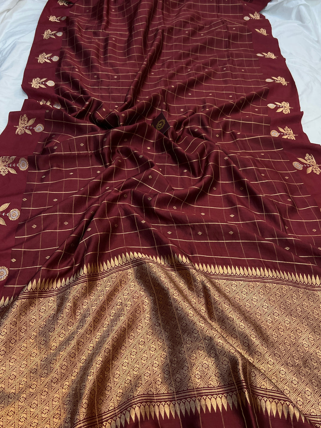 Maroon Pure Banarasi Handloom Silk Saree