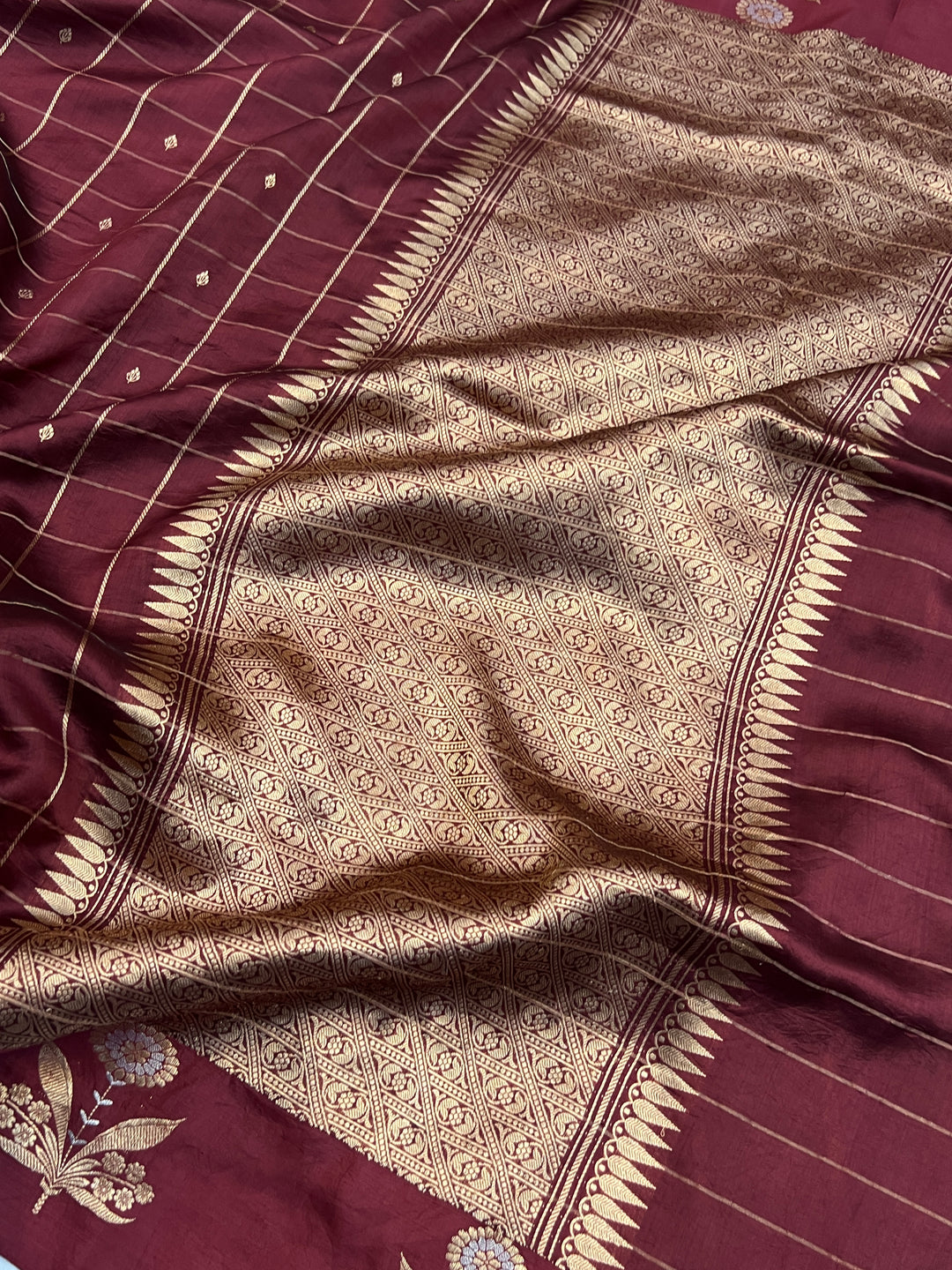 Maroon Pure Banarasi Handloom Silk Saree