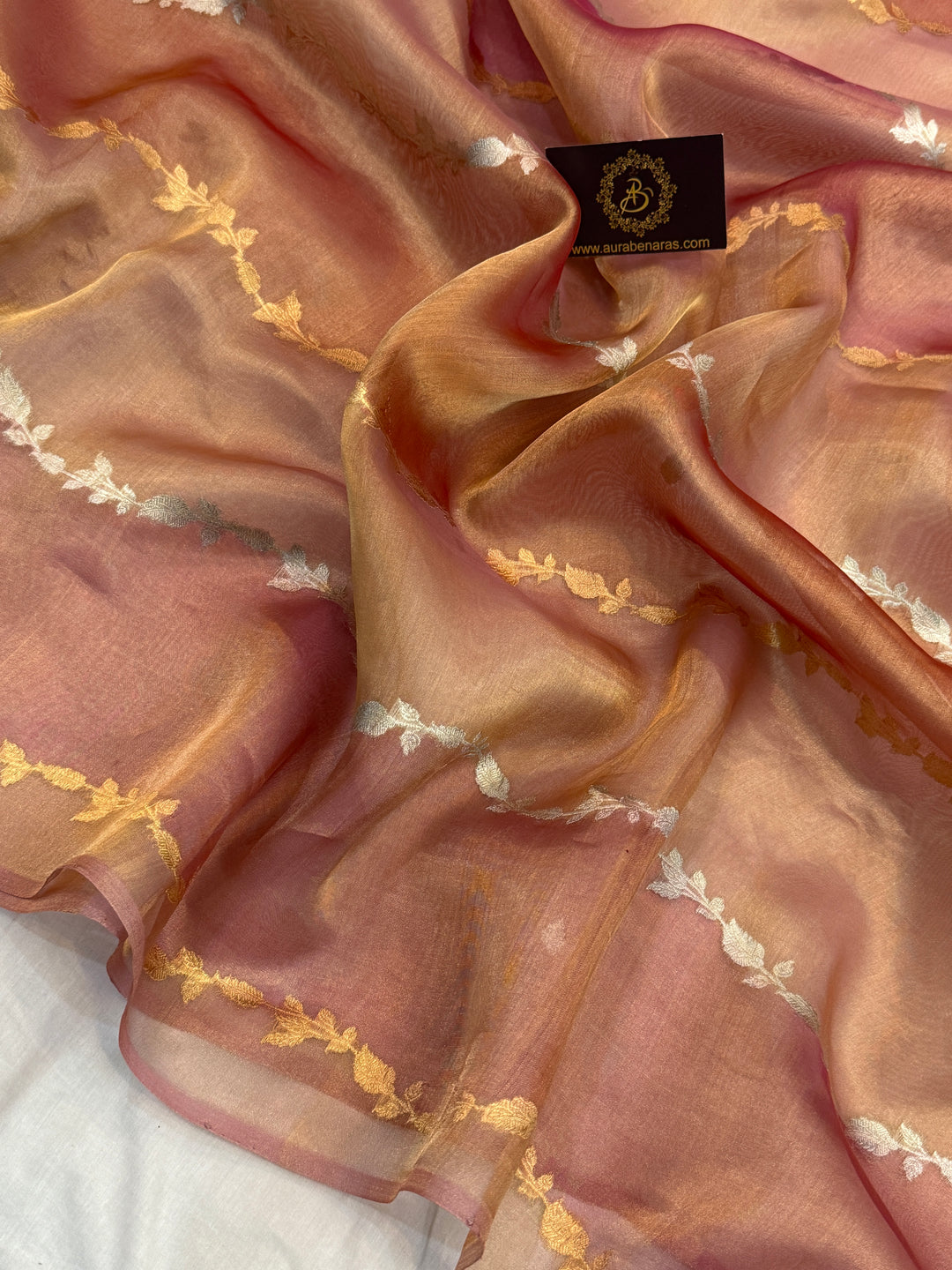 Rose Pink Pure Tissue Silk Handloom Banarasi Saree