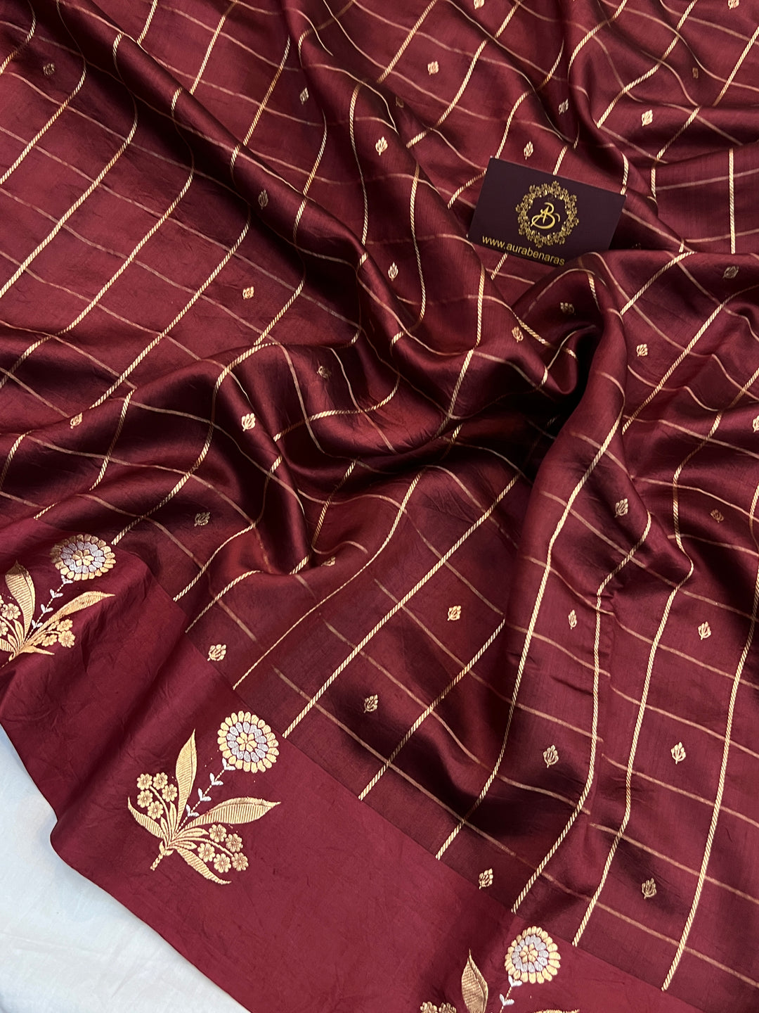 Maroon Pure Banarasi Handloom Silk Saree
