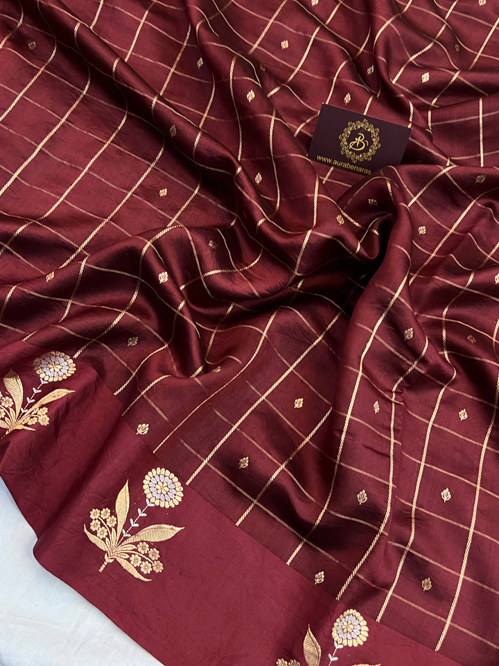 Maroon Pure Banarasi Handloom Silk Saree