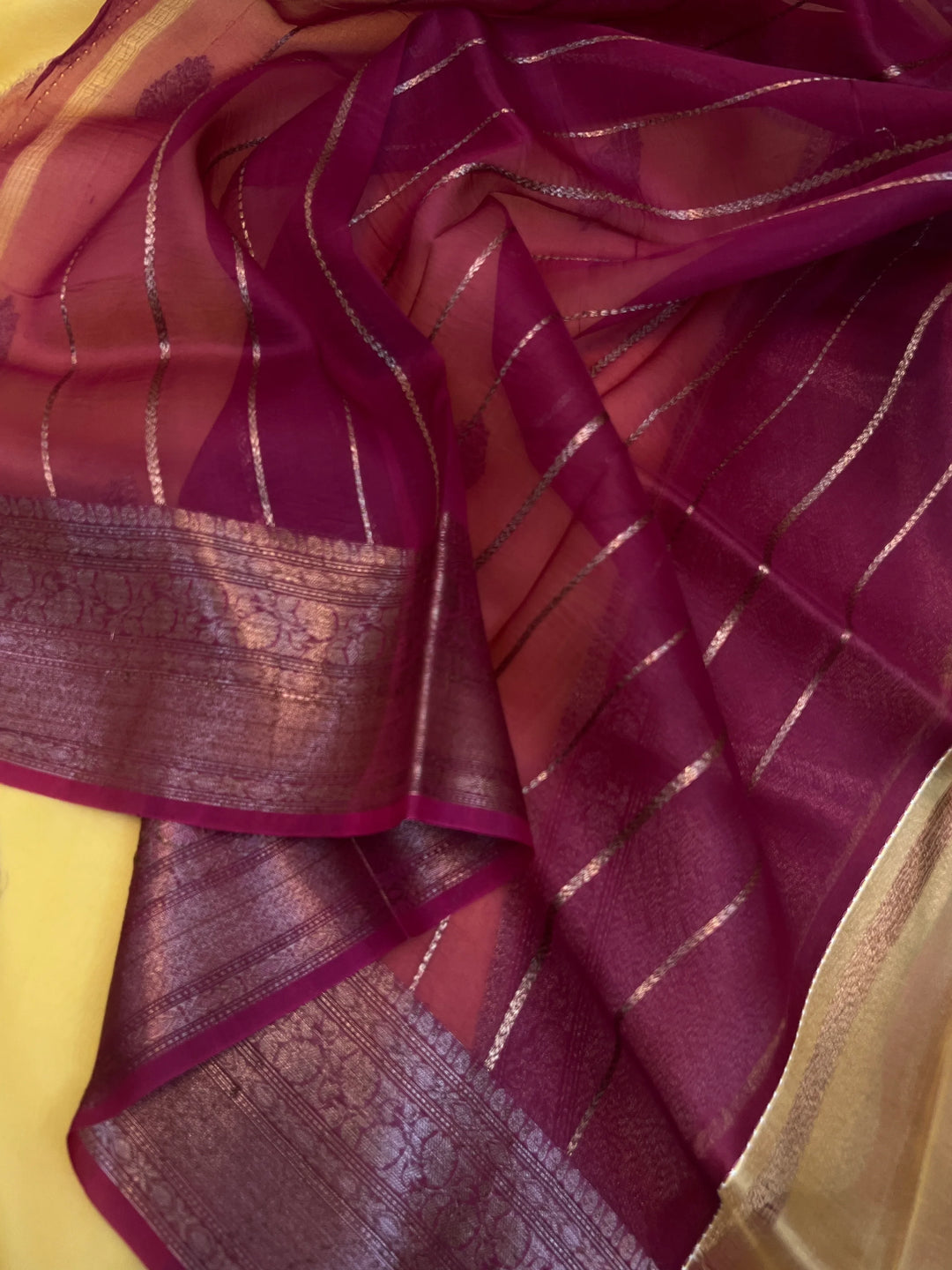 Beige Pure Kora Silk Handloom Banarasi Saree