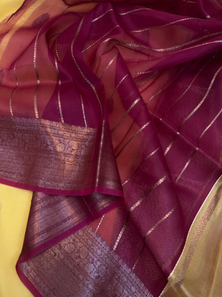 Beige Pure Kora Silk Handloom Banarasi Saree