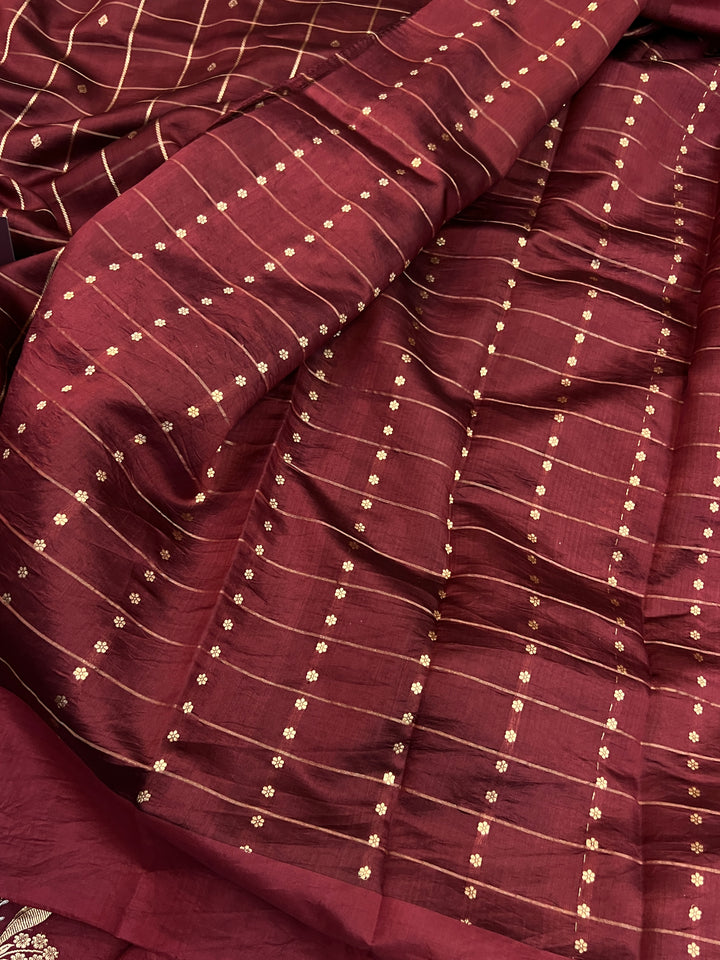 Maroon Pure Banarasi Handloom Silk Saree