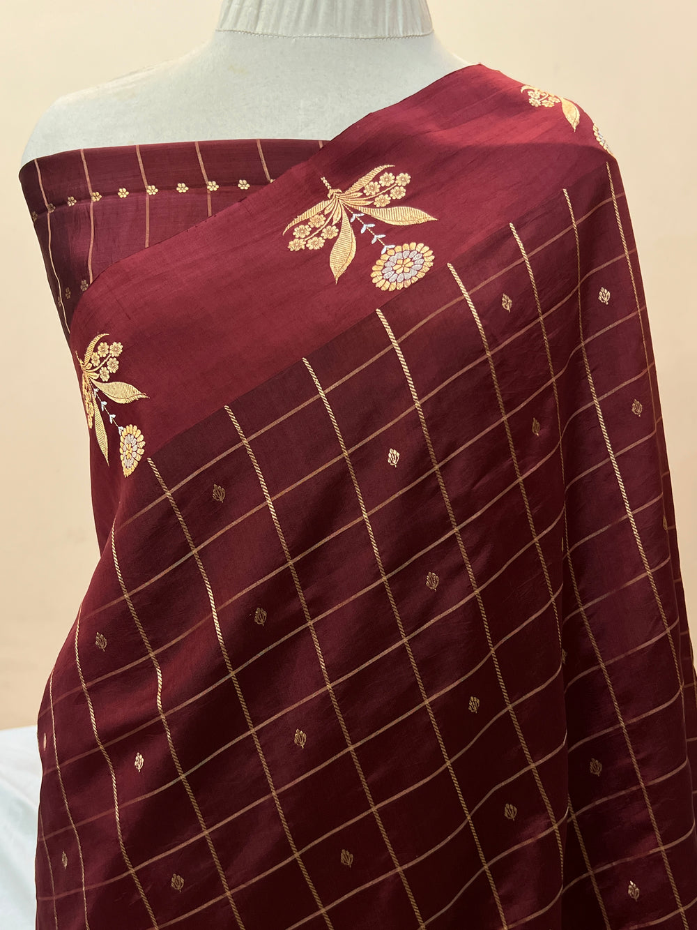 Maroon Pure Banarasi Handloom Silk Saree