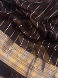 Coffee Brown Banarasi Handloom Kora Silk Saree - Aura Benaras