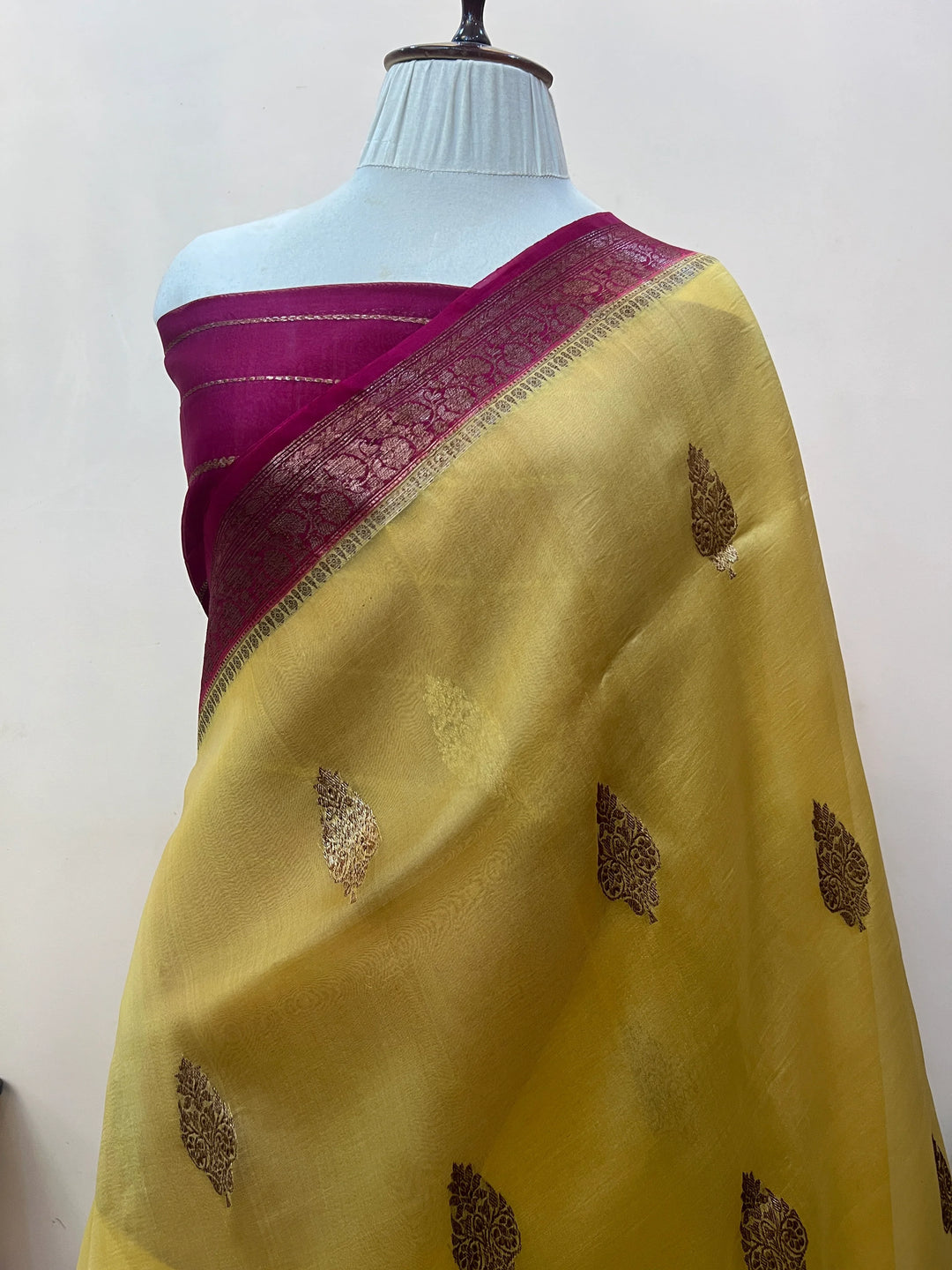 Beige Pure Kora Silk Handloom Banarasi Saree