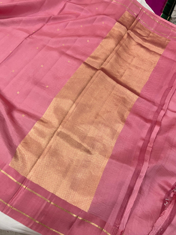 Pastel Pink  Pure Banarasi Handloom Silk Saree - Aura Benaras