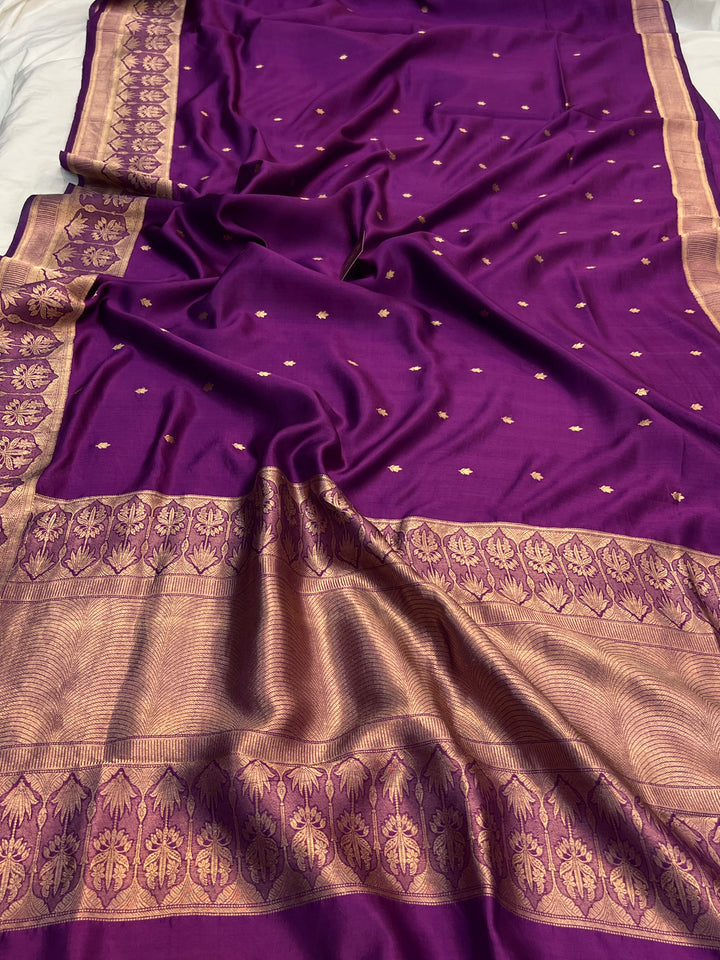 Purple Pure Silk Handloom Banarasi Saree