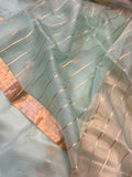 Pani Blue Banarasi Handloom Kora Silk Saree - Aura Benaras