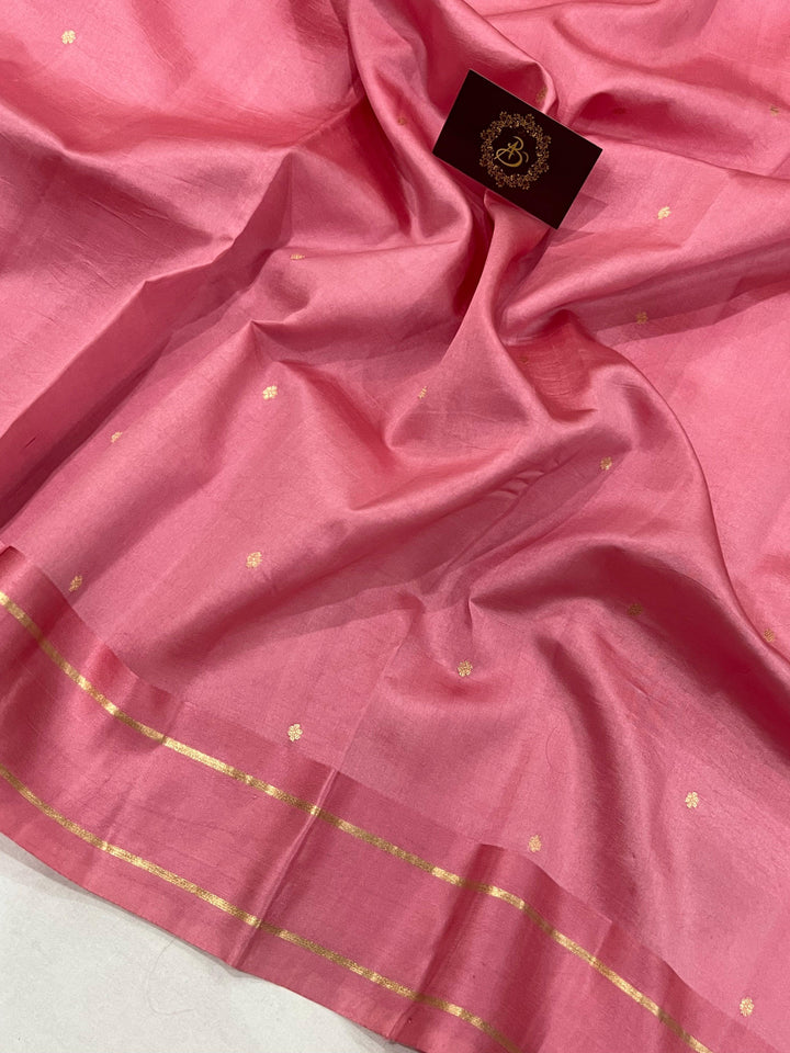 Pastel Pink  Pure Banarasi Handloom Silk Saree - Aura Benaras