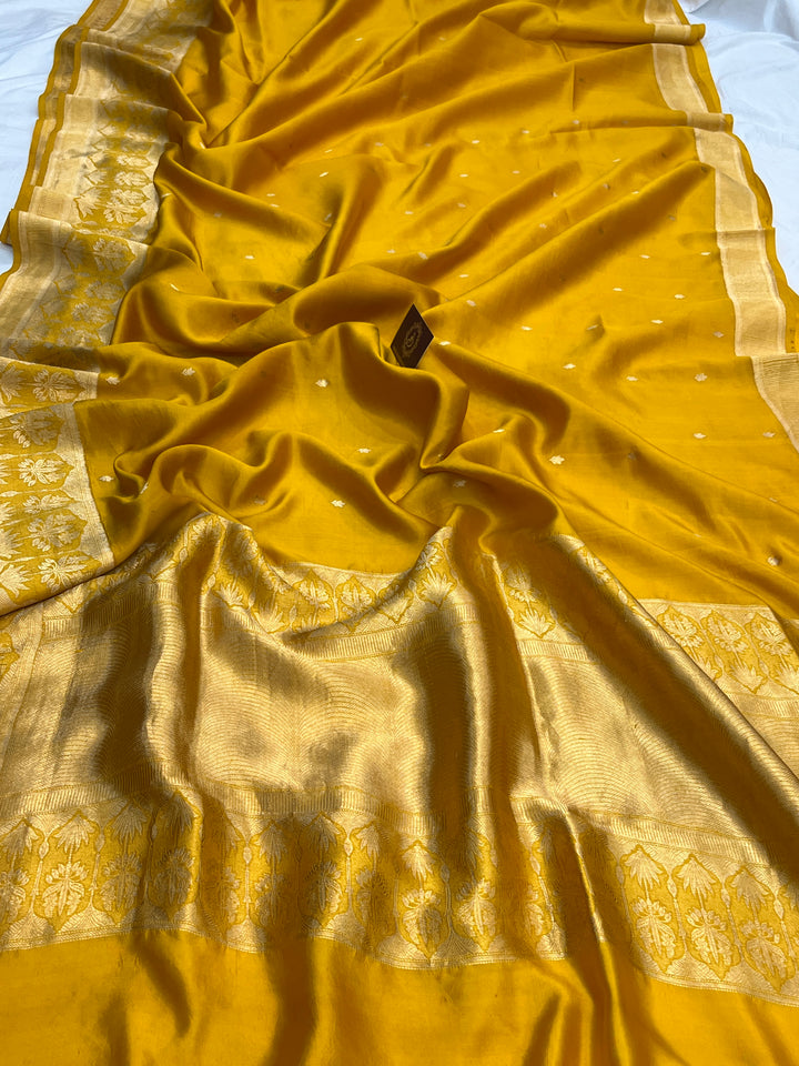Yellow Pure Silk Handloom Banarasi Saree