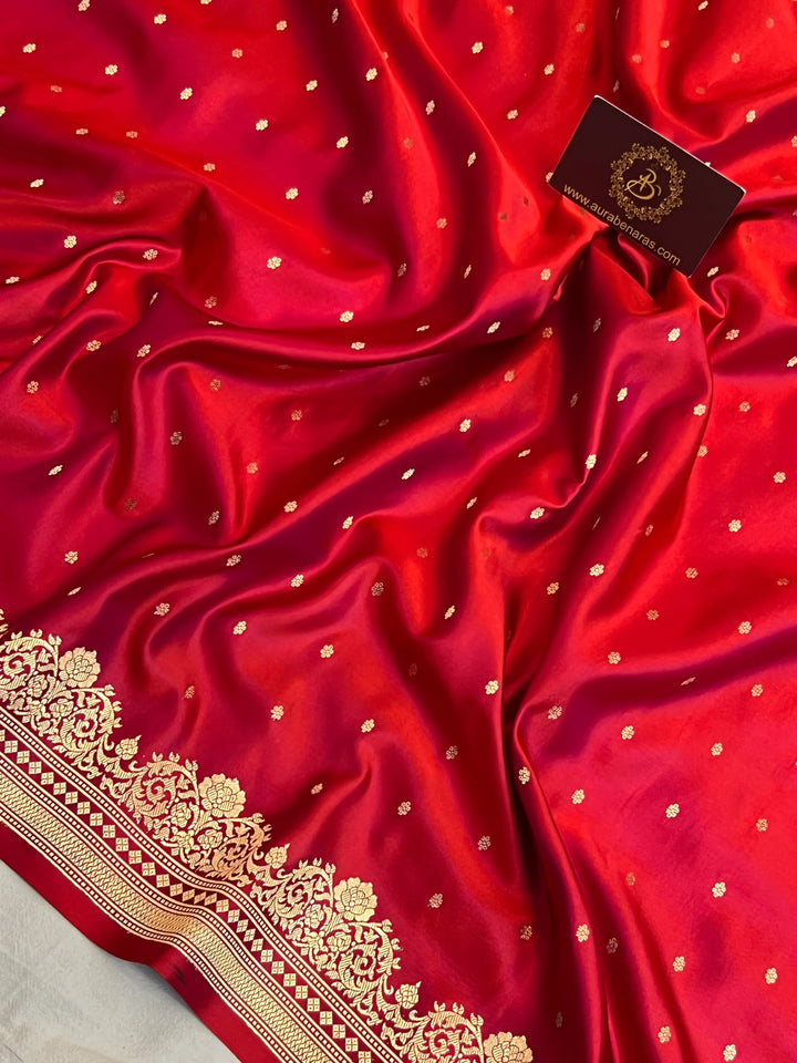 Maroon Pure Banarasi Handloom Mashru Silk Saree