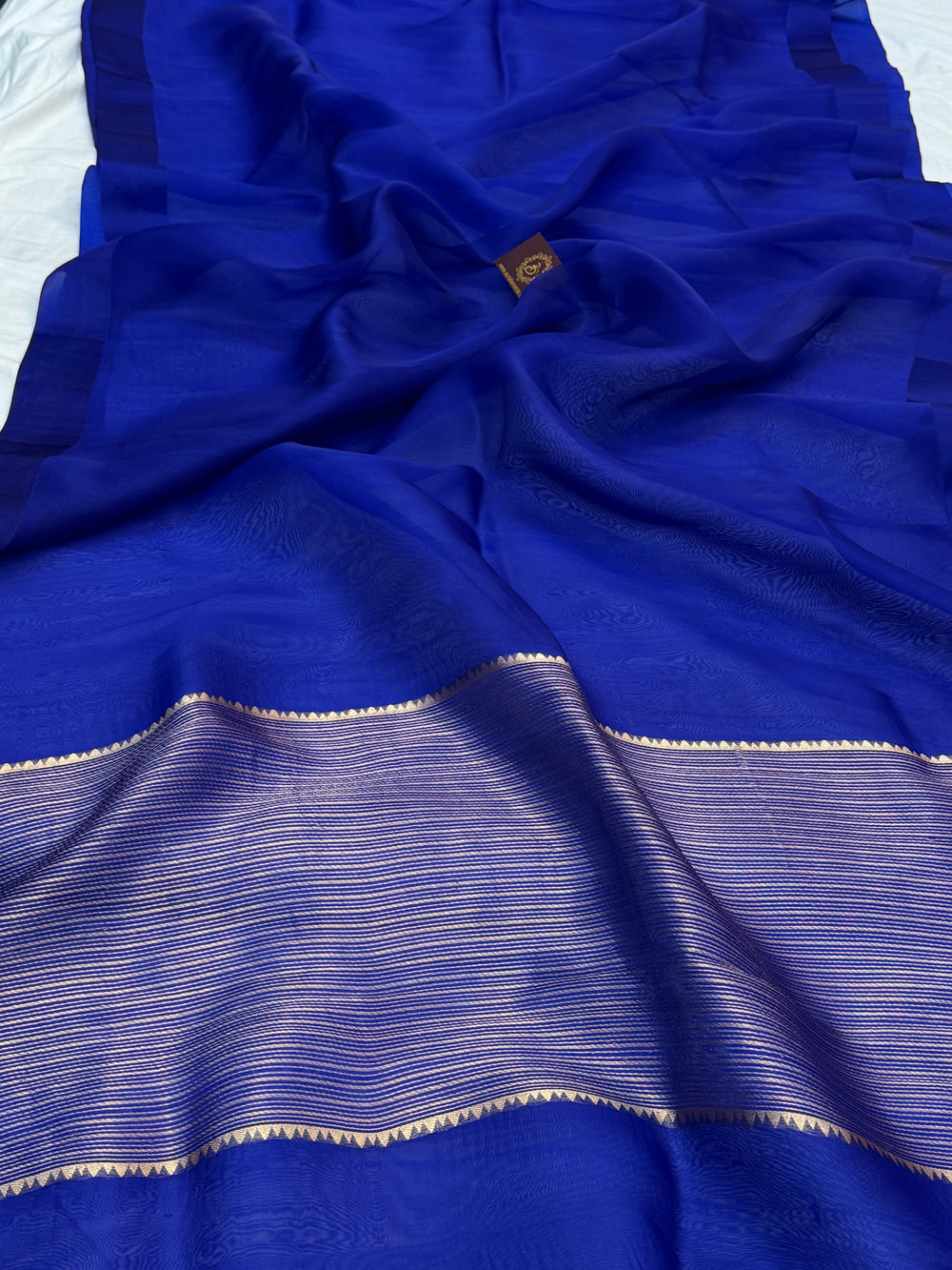 Royal Blue Pure Kora Silk Handloom Banarasi Saree