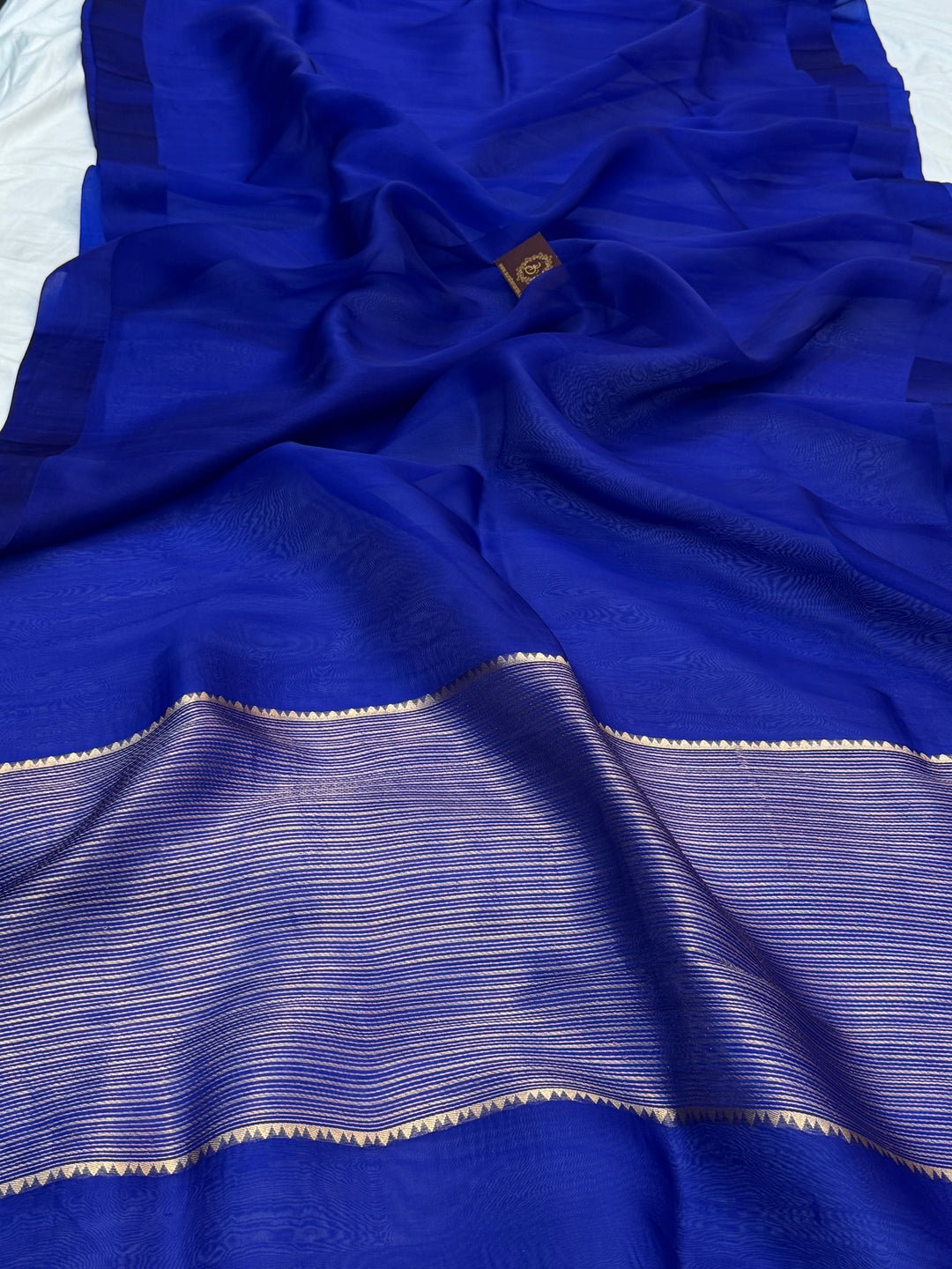 Royal Blue Pure Kora Silk Handloom Banarasi Saree