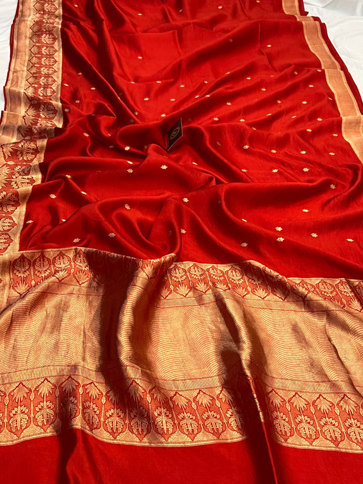 Red Pure Silk Handloom Banarasi Saree
