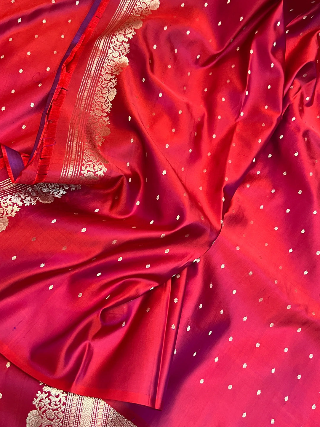 Maroon Pure Banarasi Handloom Mashru Silk Saree