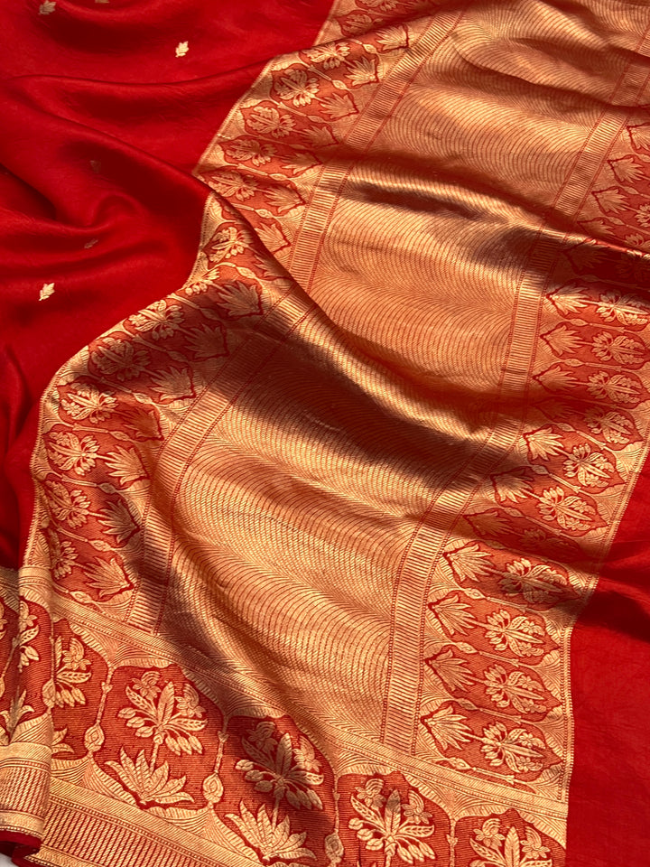 Red Pure Silk Handloom Banarasi Saree