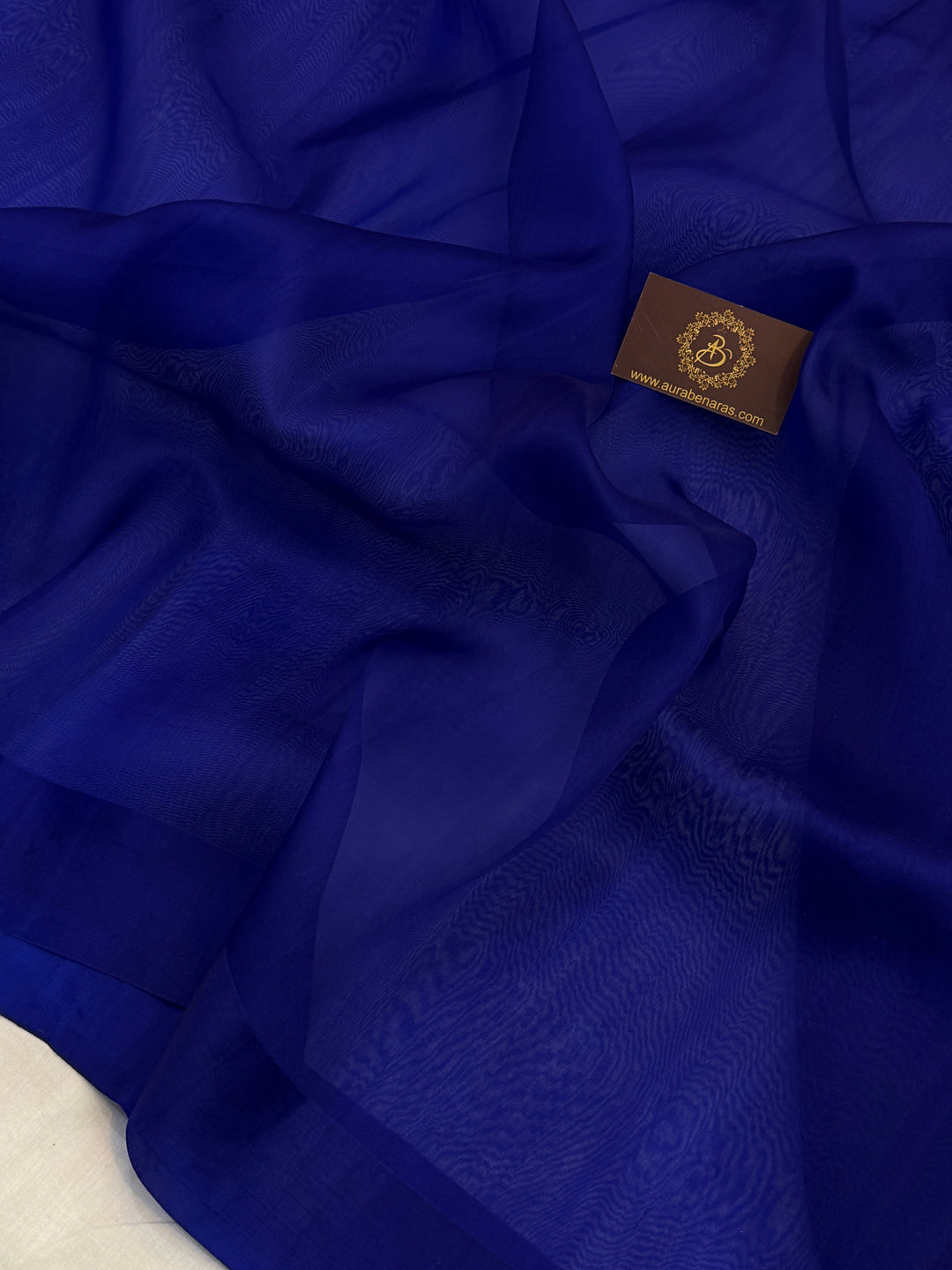 Royal Blue Pure Kora Silk Handloom Banarasi Saree