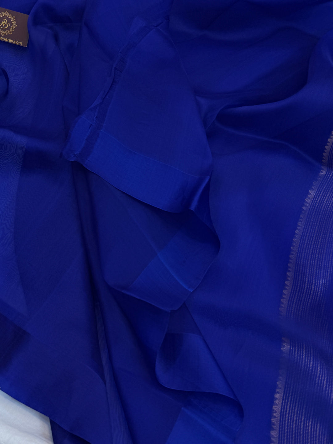 Royal Blue Pure Kora Silk Handloom Banarasi Saree