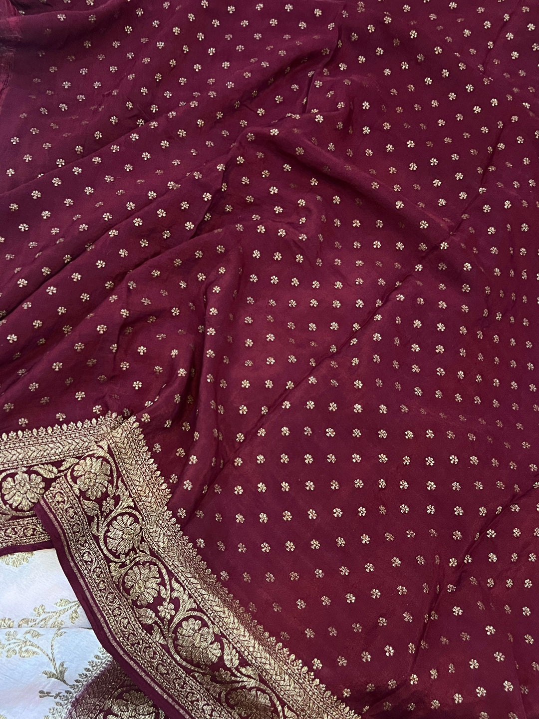 Pale Peach Pure Banarasi Khaddi Crepe Silk Saree - Aura Benaras