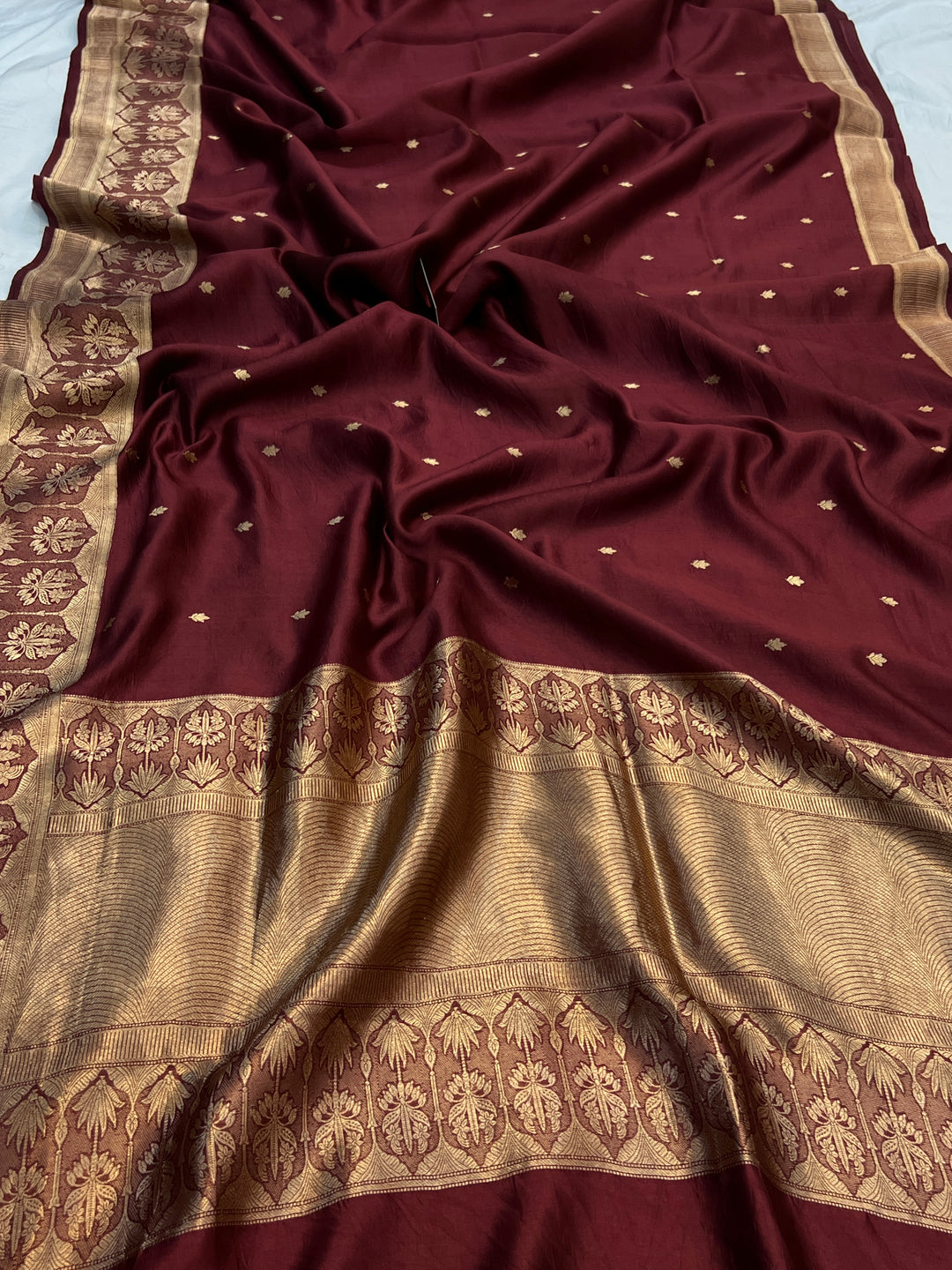 Maroon Pure Silk Handloom Banarasi Saree