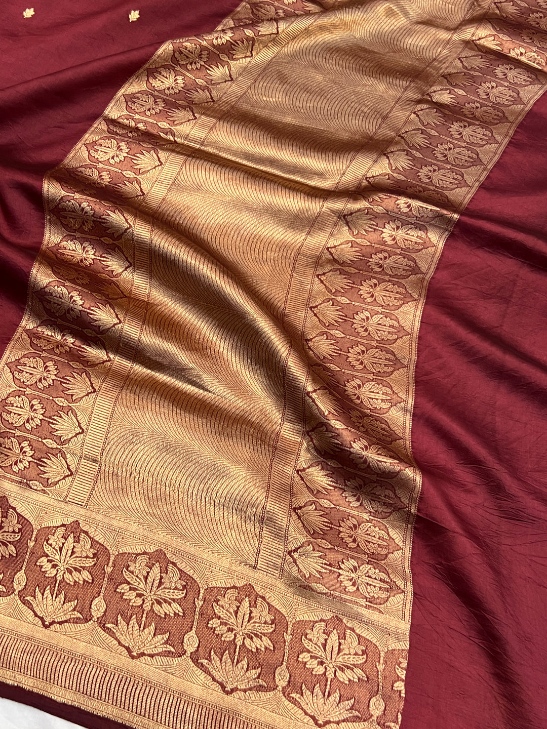Maroon Pure Silk Handloom Banarasi Saree