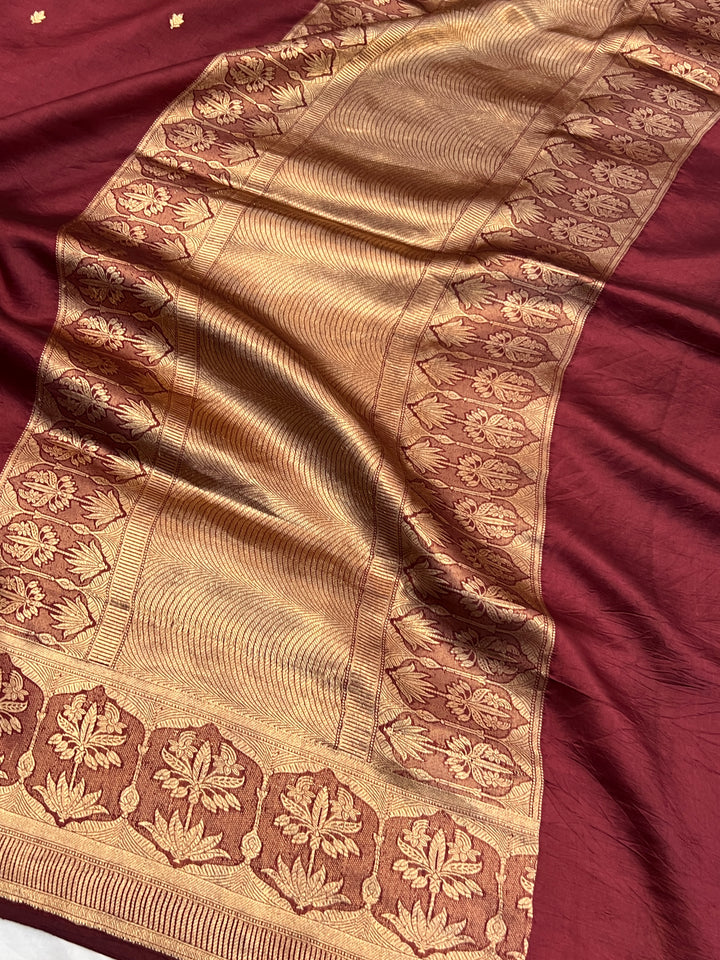 Maroon Pure Silk Handloom Banarasi Saree