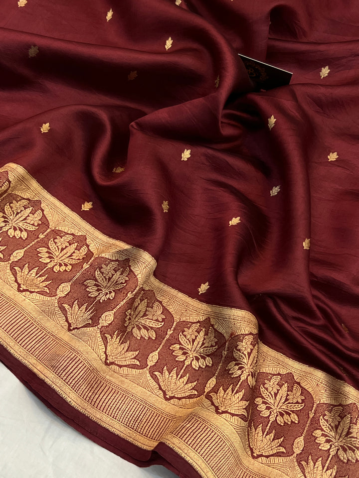 Maroon Pure Silk Handloom Banarasi Saree