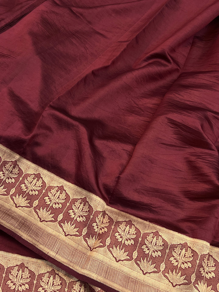 Maroon Pure Silk Handloom Banarasi Saree
