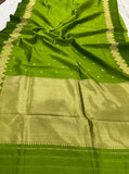 Green Pure Banarasi Handloom Silk Saree - Aura Benaras