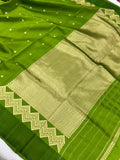 Green Pure Banarasi Handloom Silk Saree - Aura Benaras