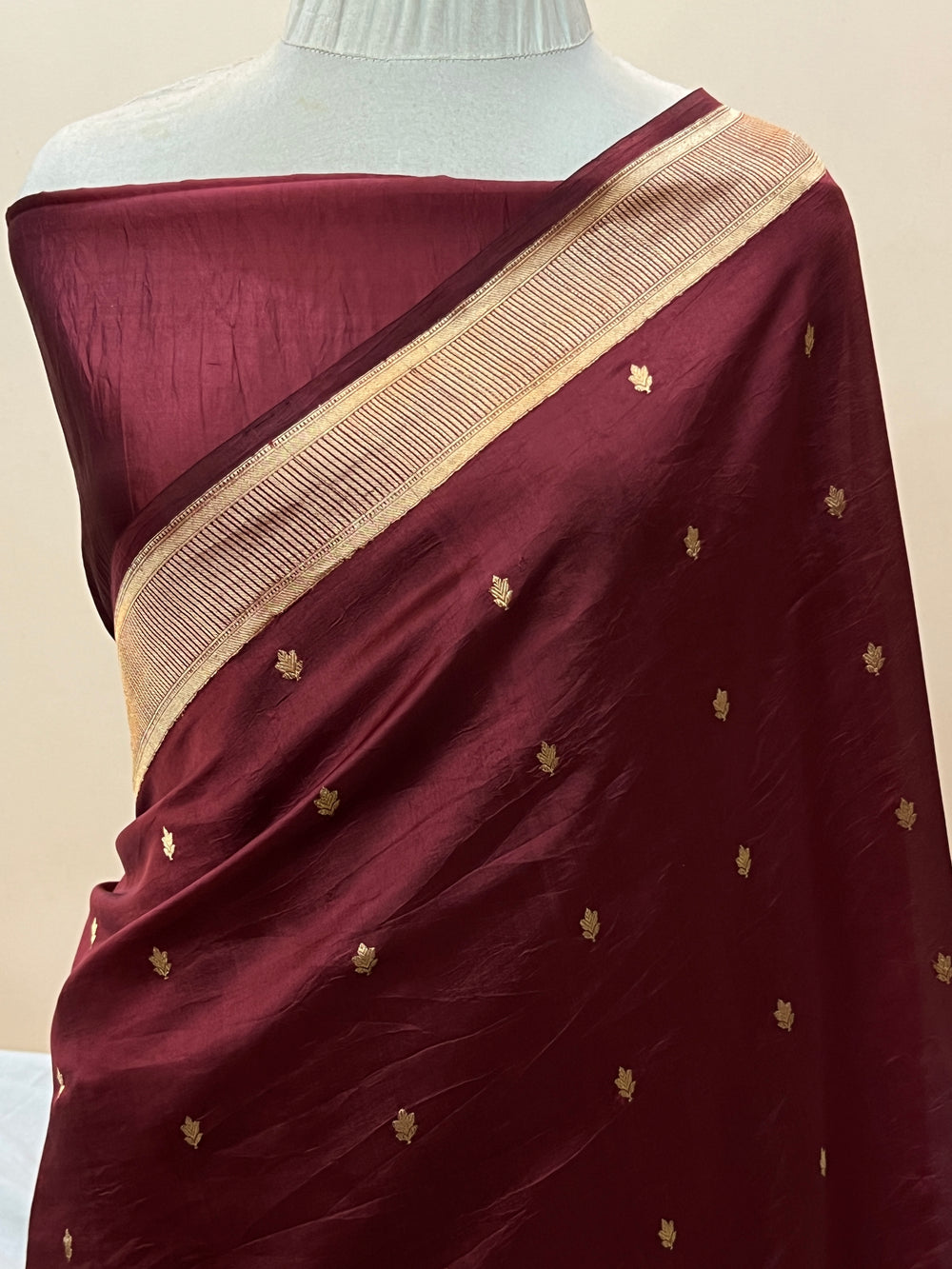 Maroon Pure Silk Handloom Banarasi Saree