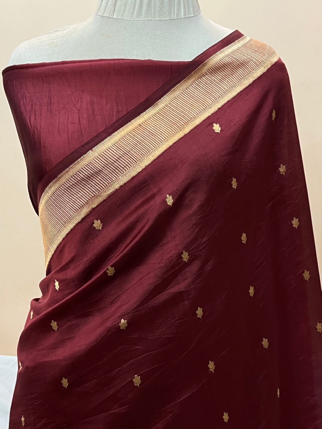 Maroon Pure Silk Handloom Banarasi Saree