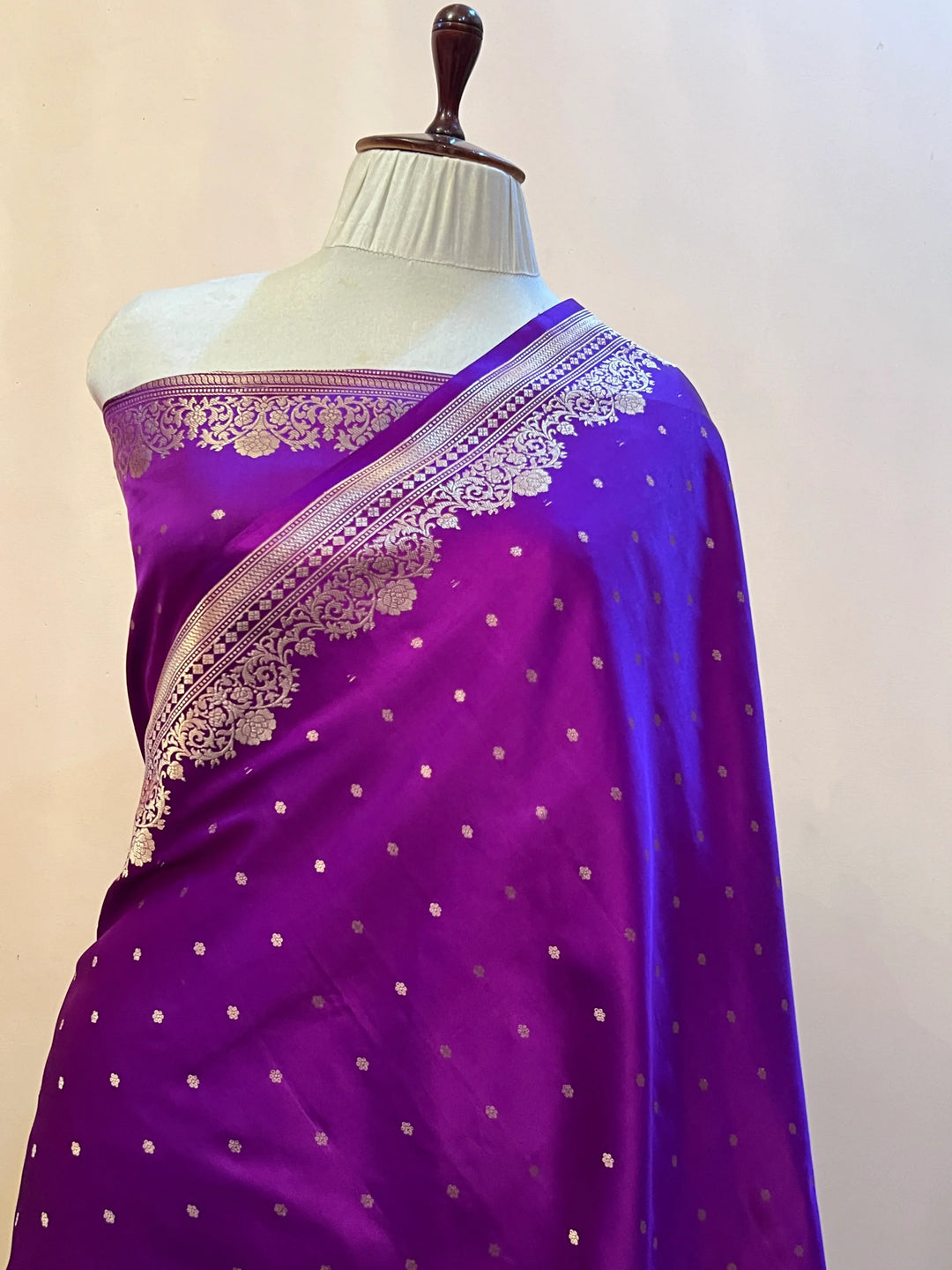 Purple Pure Banarasi Handloom Mashru Silk Saree