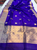 Purple Banarasi Handloom Kora Silk Saree - Aura Benaras