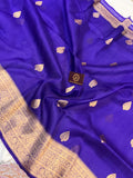 Purple Banarasi Handloom Kora Silk Saree - Aura Benaras