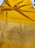 Yellow Pure Banarasi Handloom Silk Saree - Aura Benaras