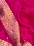 Rani Pink Banarasi Handloom Kora Silk Saree - Aura Benaras