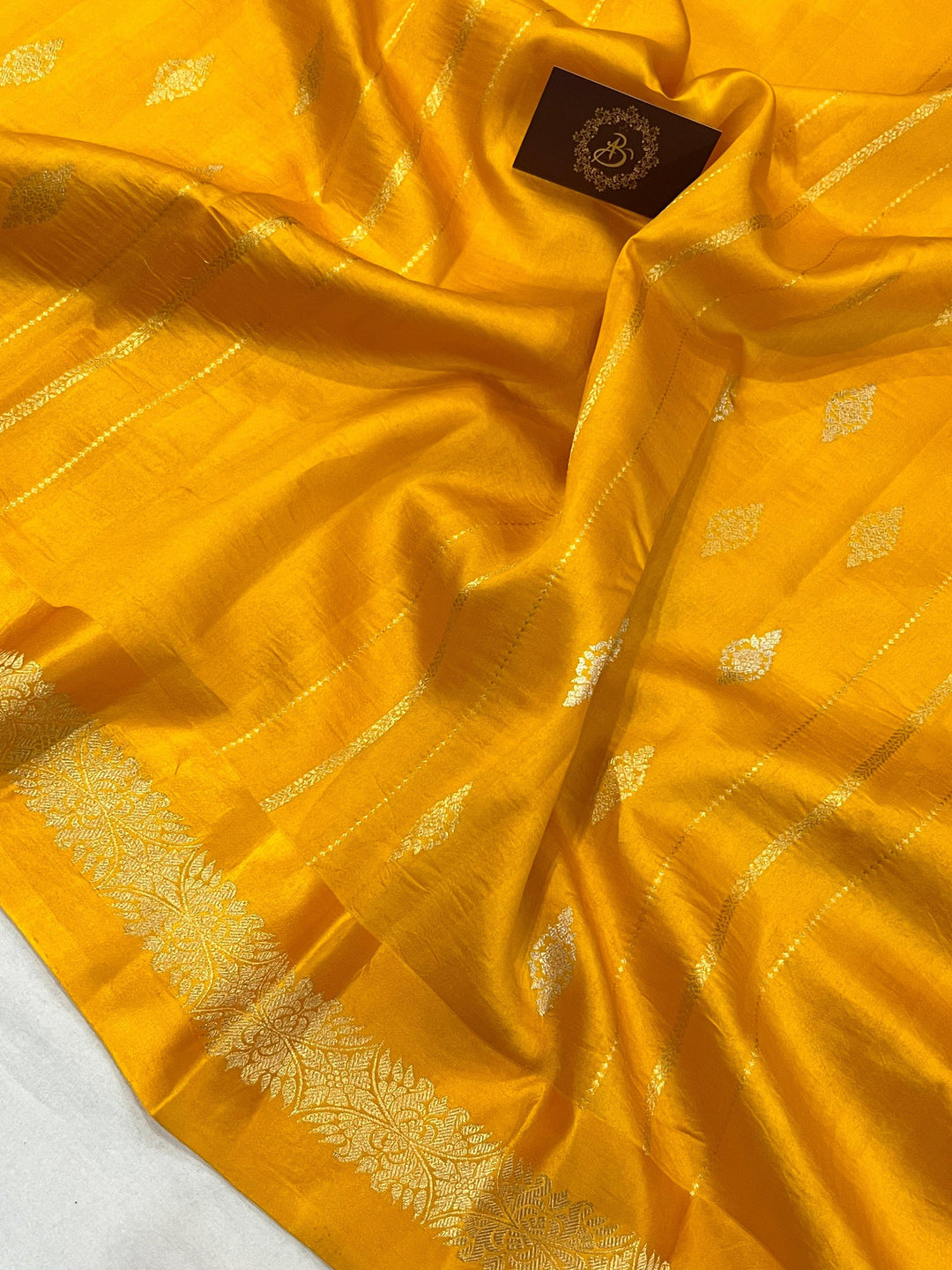Yellow Pure Banarasi Handloom Silk Saree - Aura Benaras