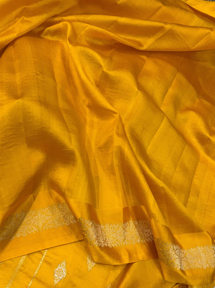 Yellow Pure Banarasi Handloom Silk Saree - Aura Benaras