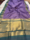 Lavender Pure Banarasi Handloom Kora Silk Saree - Aura Benaras