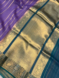 Lavender Pure Banarasi Handloom Kora Silk Saree - Aura Benaras