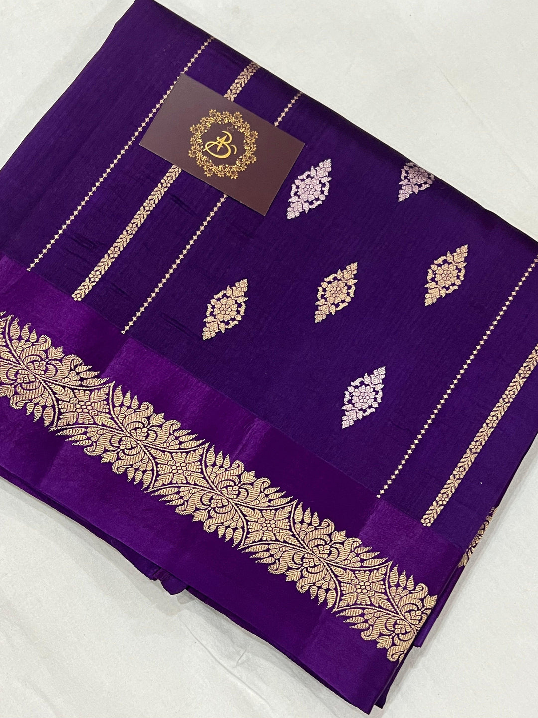 Purple Pure Banarasi Handloom Silk Saree - Aura Benaras