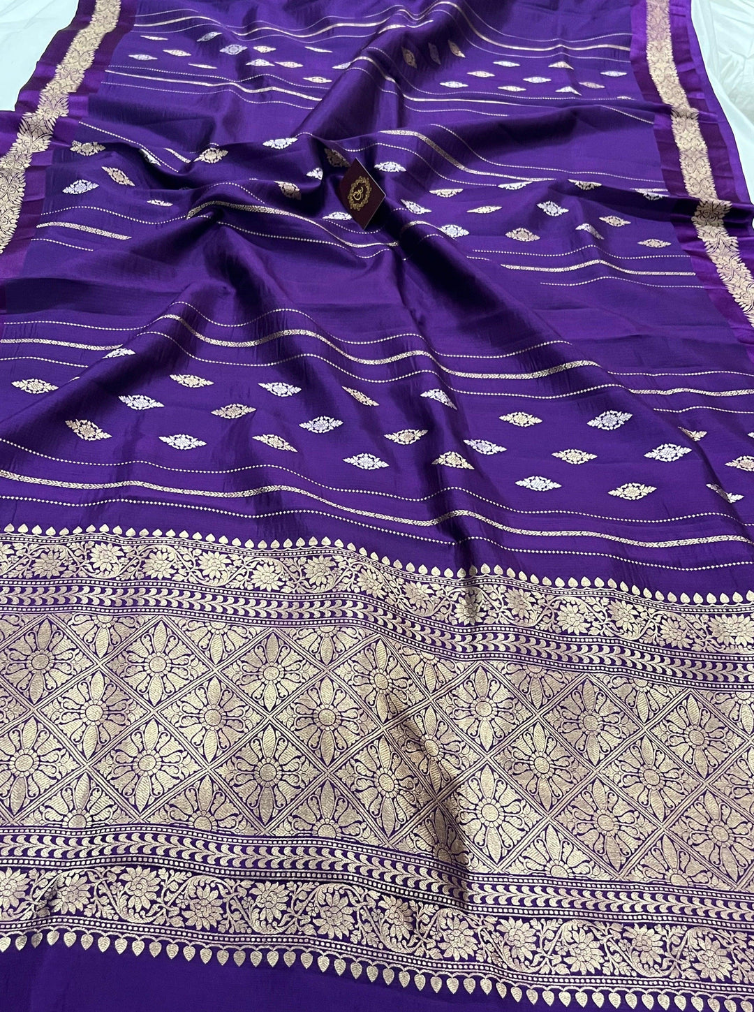 Purple Pure Banarasi Handloom Silk Saree - Aura Benaras