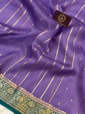 Lavender Pure Banarasi Handloom Kora Silk Saree - Aura Benaras