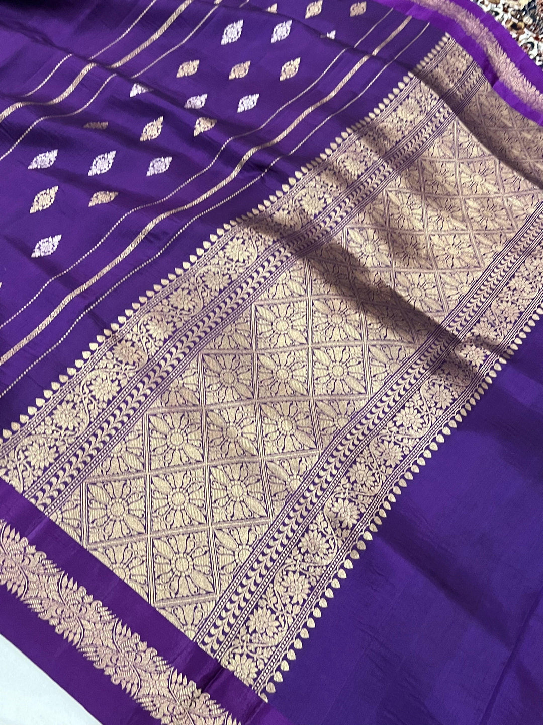Purple Pure Banarasi Handloom Silk Saree - Aura Benaras