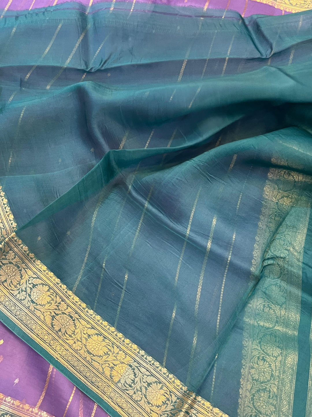 Lavender Pure Banarasi Handloom Kora Silk Saree - Aura Benaras