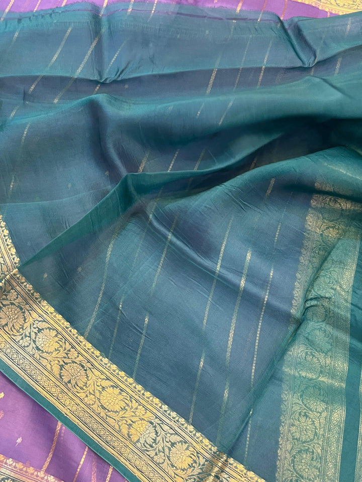 Lavender Pure Banarasi Handloom Kora Silk Saree - Aura Benaras