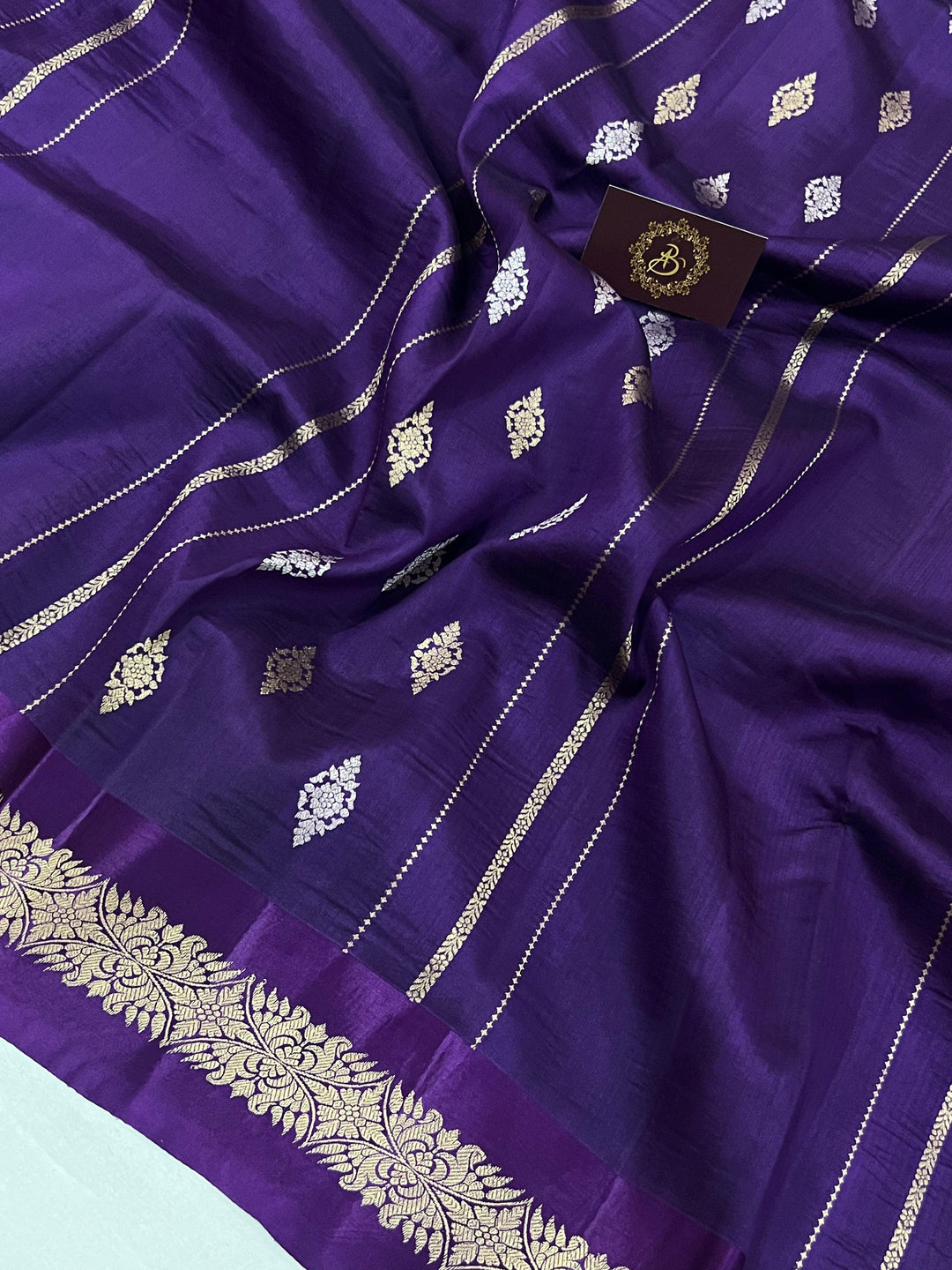 Purple Pure Banarasi Handloom Silk Saree - Aura Benaras